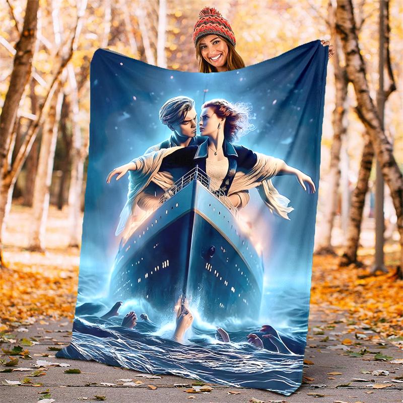 Titanic Flannel Blanket Soft Warm All-Season Throw, Design for Camping, Car Travel, Hiking Sofa, Bed, Office Perfect Gift for Parties