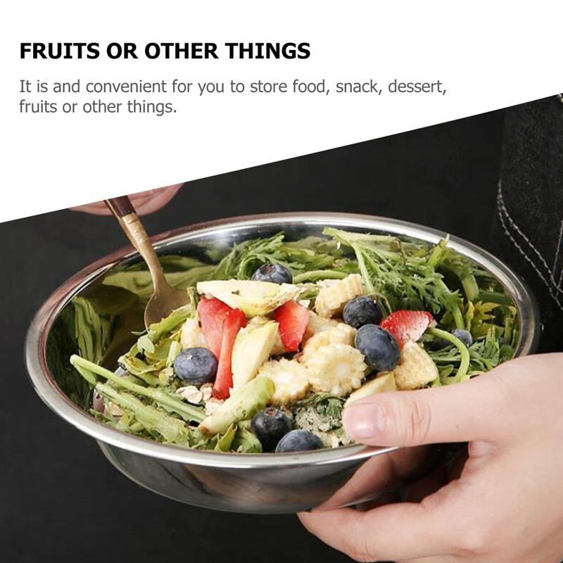 6Pcs Stainless Steel Food Round Pasta Bowlsss Round Dinner Round Pasta Bowlsss Fruit Trays Pasta Salad Snack Dessert Dishes