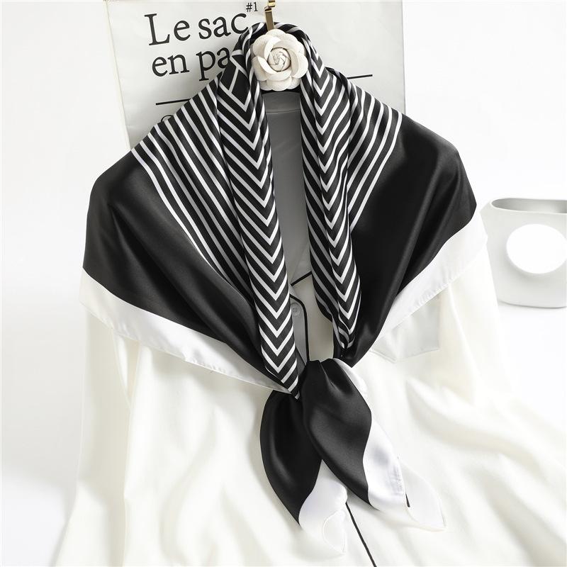 Nordic pinstriped scarf women's spring and summer decorative shawl simple temperament versatile imitation silk scarf large square scarf