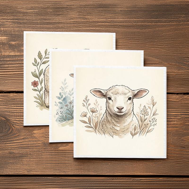 6PCS Kitchen Dishcloths Reusable Cleaning Dish Towels Absorbent Lint Free Cloth Washable Duster Rags Tea Towels Sheep Pattern Dishcloth