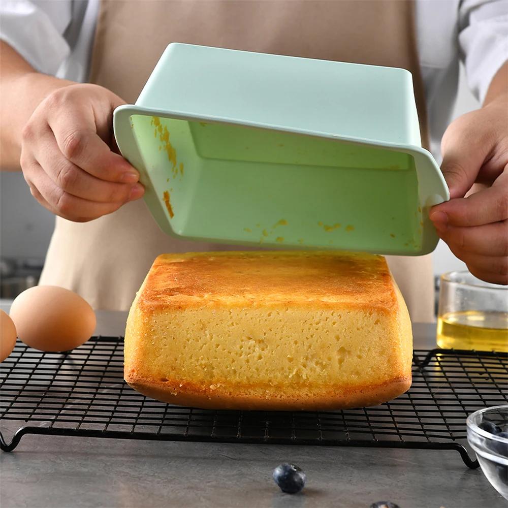 4Pcs Green Square High-temperature Resistant Food-grade Silicone Cake Bread Mold Non-Stick Kitchen Accessories Baking Tools