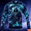 Men's Halloween Grim Reaper 3D Printed Hoodie Skull Raven Gothic Graphic Sweatshirt Long Sleeve Streetwear Outdoor Street Hoodie