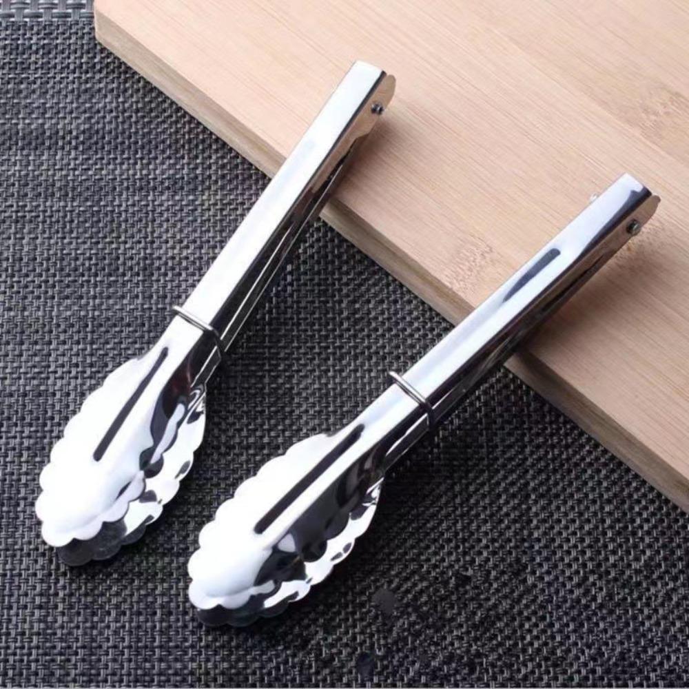7/9/12/14/16 Inch Stainless Steel Food Tongs with Buckle Bread Clamp Serving Tong Commercial
