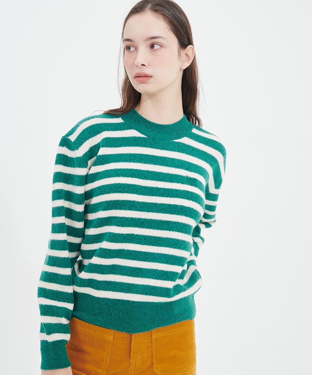 Raverous Round Striped Sweater Green Free(1)