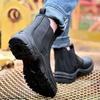 Genuine Leather Work Boots Men Black Waterproof Safety Shoes Anti-Smash Chelsea Safety Boots Men Steel Toe Work Shoes Footwear