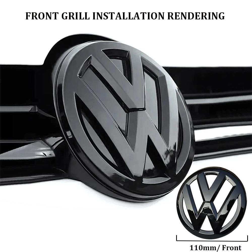W123YY-2pcs ABS Car Front Grill Emblem Rear Trunk Badge Logo for Volkswagen VW Golf 5 6 7 7.5 8 MK5 MK6 MK7 MK8 Polo Passat Scirocco