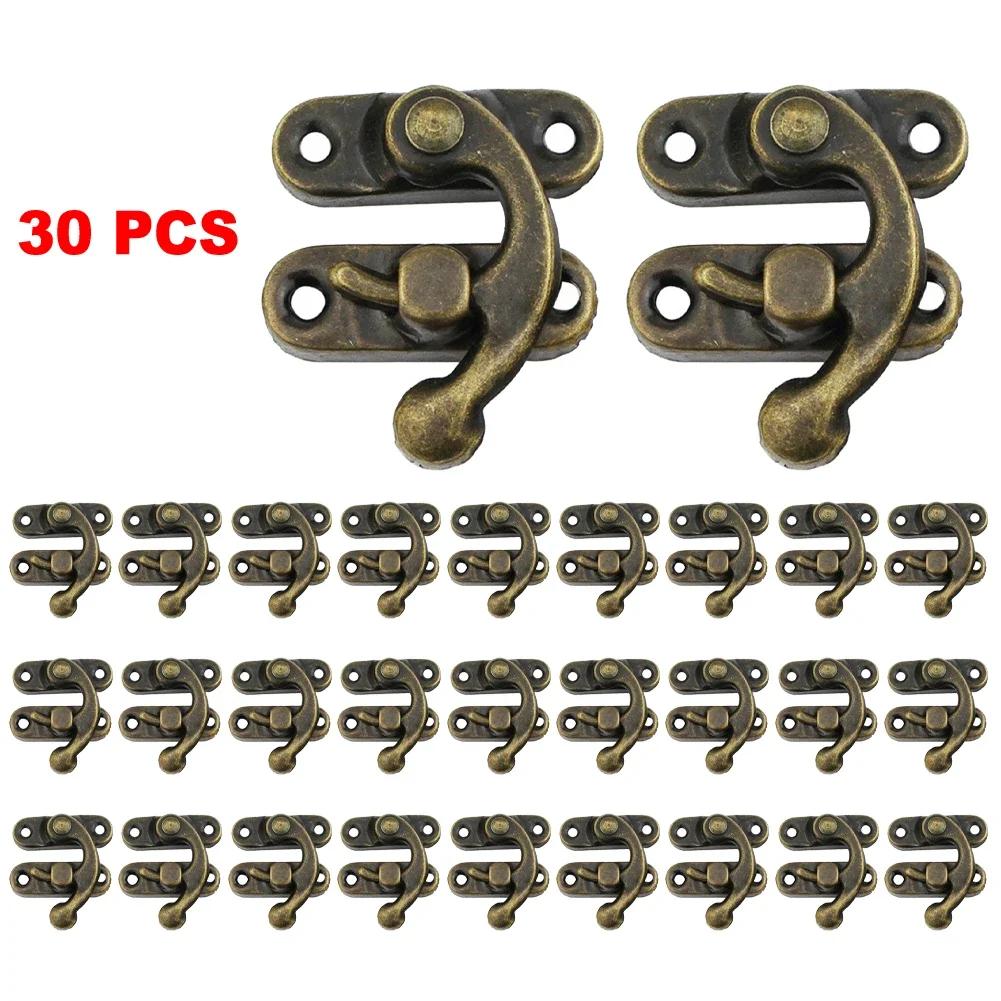 30Pcs Antique Bronze Box Hasps Iron Lock Catch Latches For Jewelry Chest Box Suitcase Buckle Clip Clasp  Wooden Box Hardware