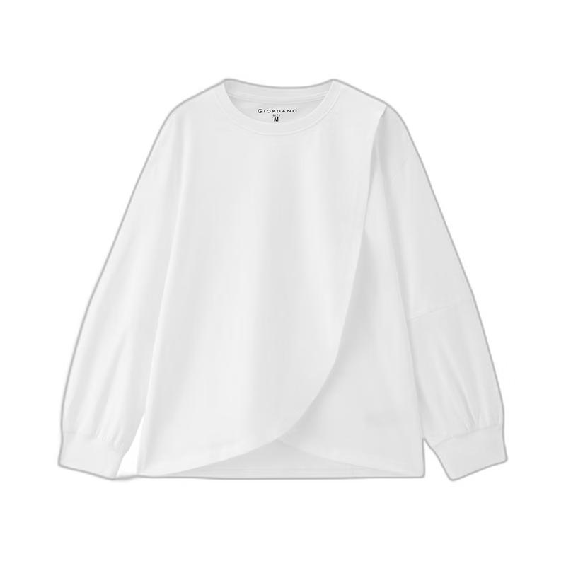 Giordano Women s Cotton Loose Fit Curved Panel Long-Sleeve T-Shirt XL