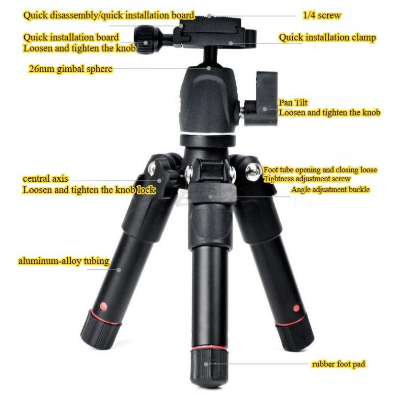 Micro DSLR Camera Aluminum Alloy Desktop Tripod Mobile Mini Live Selfie Stand Camera Tripod