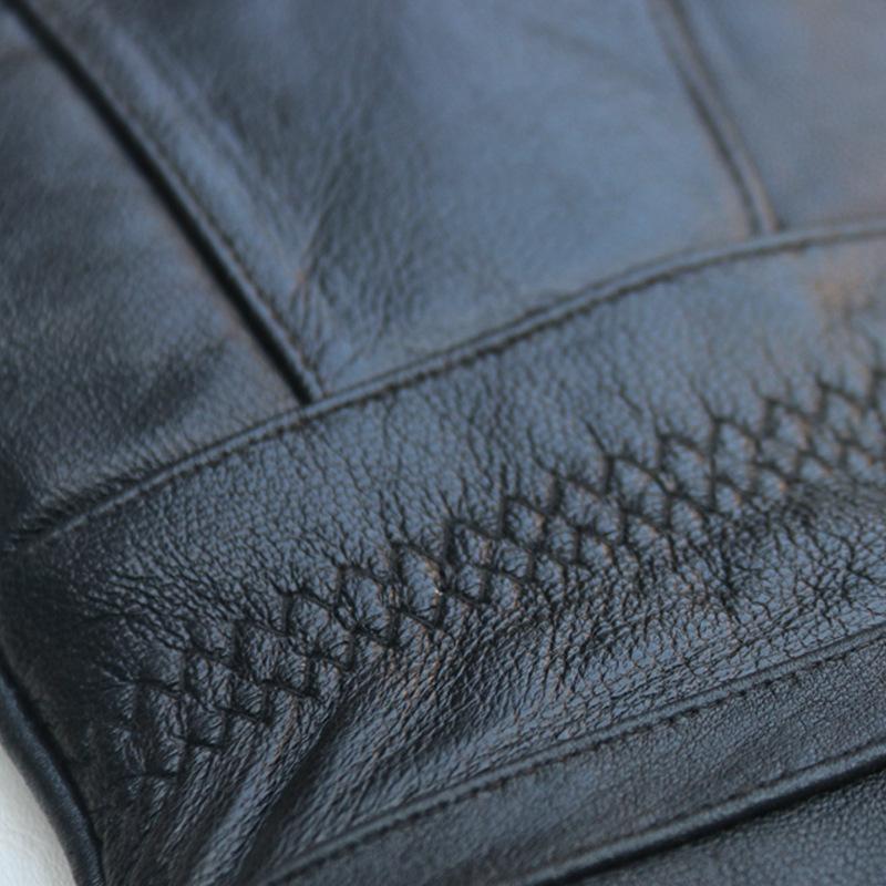 Winter Men's Velvet Thickened Real Sheepskin Thermal Gloves, Riding and Driving Motorcycle Fashion Leather Gloves