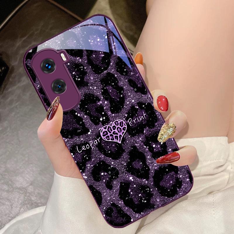 Leopard Spotted Love Green For Honor 200 90 8X 9X Pro Lite P50 P40 Nova 10 11i P60 Magic4 6 Mate 20 50 Tempered Glass Phone Case