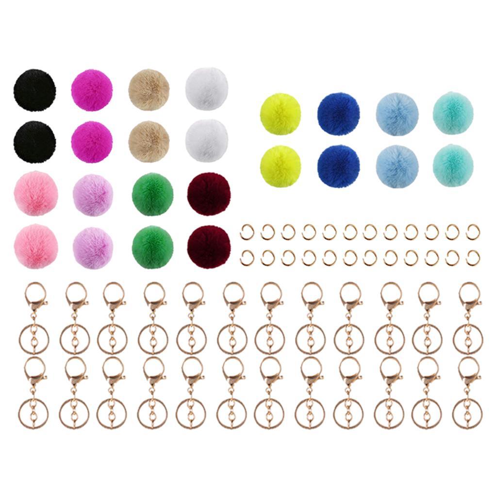 72 Pieces Keychain Kit Key Ring DIY Holder 6cm for Handbag Hats Girls