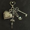 Fashion Hollow Heart Pocket Watch Chain Keychain Design Steampunk Clock Vintage Necklace Pendant Jewelry Watch Couple Gift