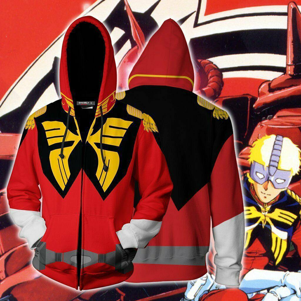 3D Printed Anime Hoodie with Mobile Suit Design - Japanese Anime Zipper Jacket