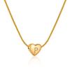 Plated Gold 18k Stainless Steel Heartshaped Alphabet Pendant Necklace For Women Fashionable And Versatile Snake Bone Lett Chain