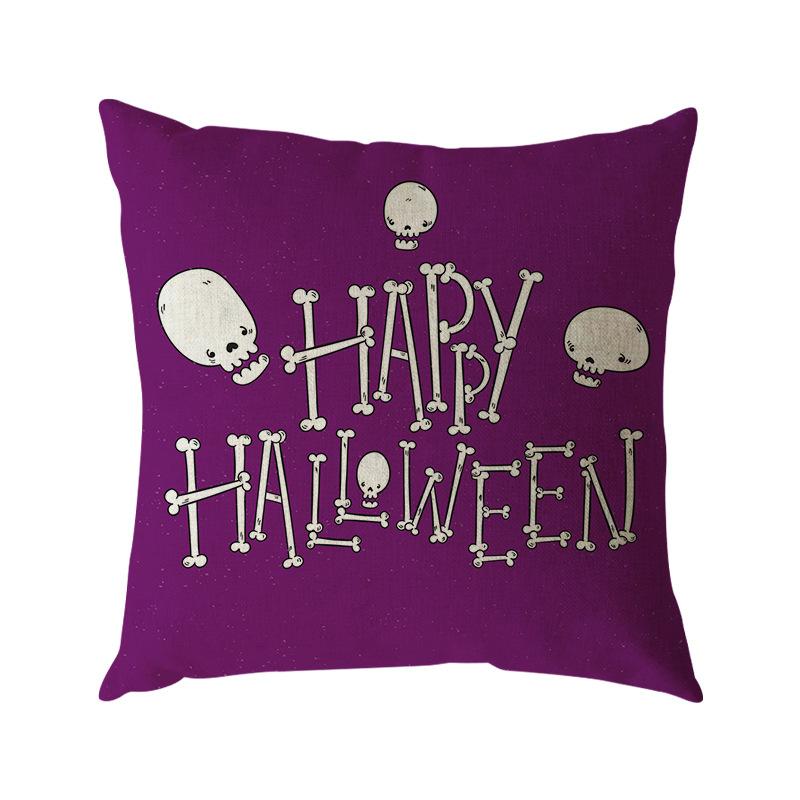 Funda de Almohada de Lino de Halloween Impresión Digital Decoración Festival de Halloween Almohada para Sofá