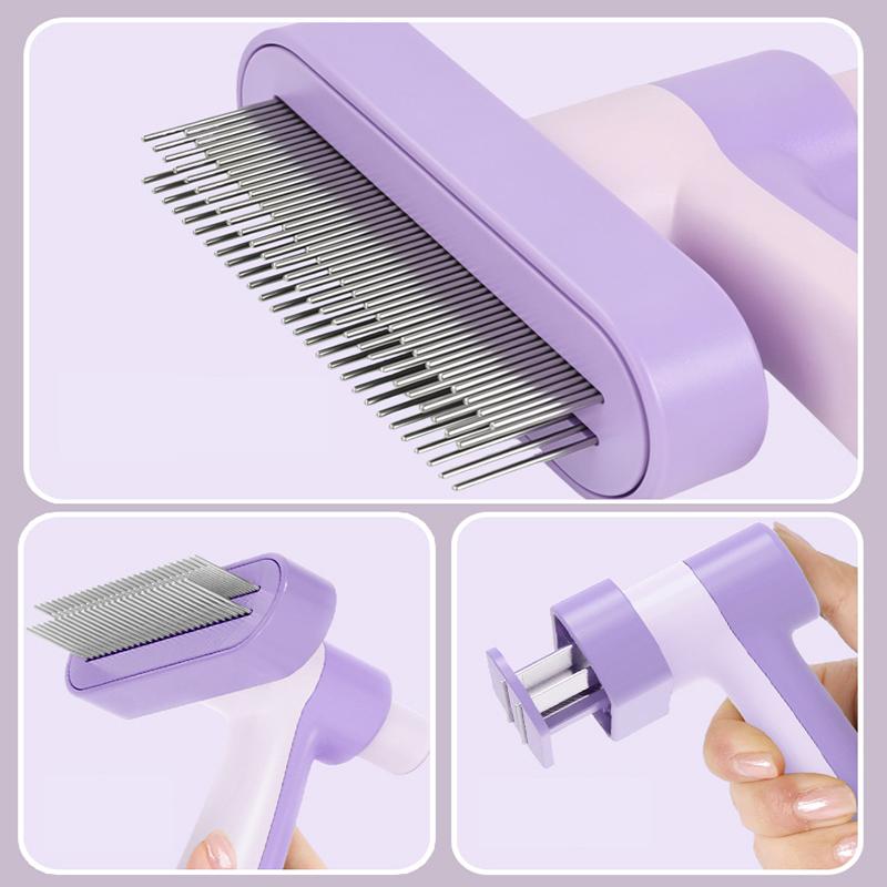 One-Click Self-Cleaning Cat Brush Durable Stainless Steel Deshedding Comb for Cat Dog Pet Grooming Tool for Removing Loose Hair