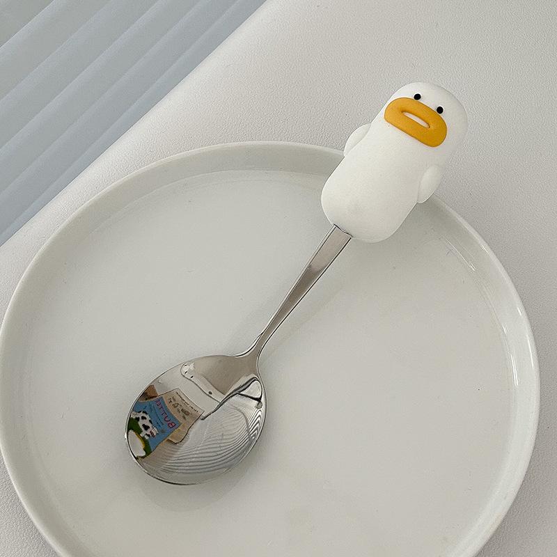 Cute Cartoon 304 Stainless Steel Children's Spoon & Fork Set - Anti-Fall & Durable Baby Tableware