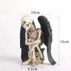 Resin Skeletons Statue Skull Collectible Figurine with Black Angle Wings Resin Figures Decoration for Home Shelves Porch Yard