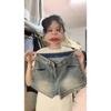 Women's Petite High-Waisted Straight Leg Denim Shorts - Summer 2025 Retro A-Line Hot Pants