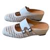 Sheepskin Version~ Inner Height Increase with Half Slippers Women's Square Head Versatile Woven Hollow and Breathable Outer Bag Head Sandals