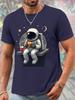 Unisex O Neck Tee Astronaut Burger Cartoon Print Cotton Short Sleeve Loose Summer Street Breathable Daily Casual Basic Wear Top