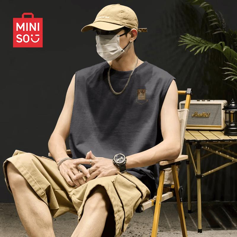 MINISO Men s Premium Cotton Sleeveless Tank Top L темно-серого