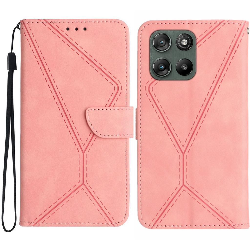 For Motorola Moto G67 Power 5G Case Skin Touch Lines Imprinted PU Leather Flip Phone Cover