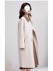Women's Elegant Beige Woolen Mid-Length Coat, 2025 Winter French Casual, Petite Plus, Thick Outerwear