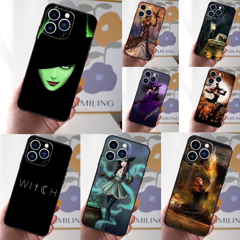 Halloween Moon Witch Horror Phone Case For iPhone 16 15 11 13 12 14 Pro Max Mini X XR XS 7 8 Plus Soft Cover