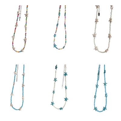Starfish Charm Choker Chain Beaded Necklace for Women Stylish Neck Jewelry Gift