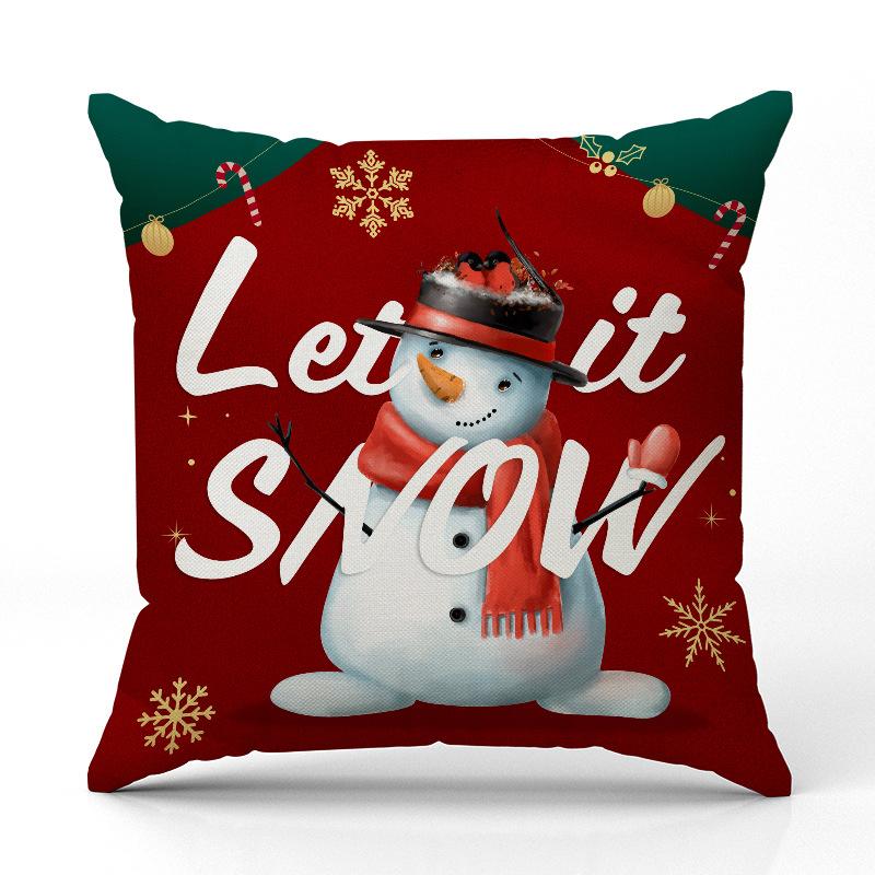 New Red Snowman Christmas Pillow Case Line Printed Pillow Case Festive Room Sofa Decoration Cushion Case