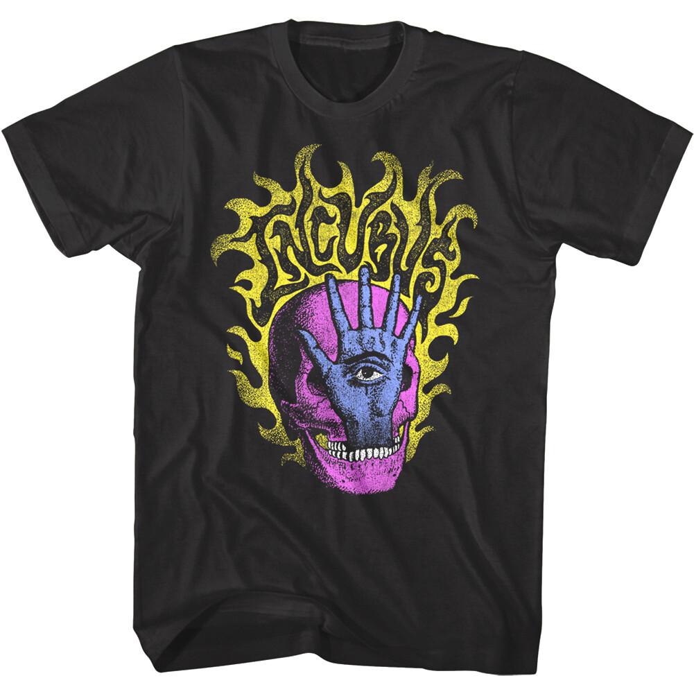 Incubus Flaming Skull Hand Men T Shirt Eye Chakra Alt Rock Band Concert Tour S