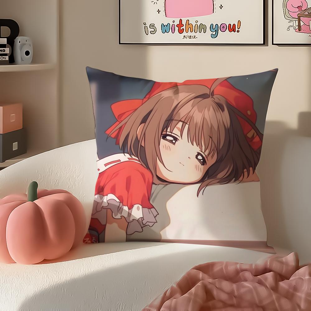 Magical Cute Japanese Anime CCardcaptor Sakura Cushion Cover Pillowcase Short Plush Invisible zipper Room Sofa Cushion Cover