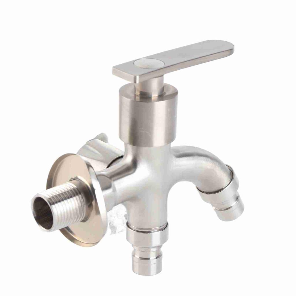 Kran Wodny Gwint Męski G1/2 Podwójne Wyjście Stal Nierdzewna Bateria Wodna do Ogrodów Pralek