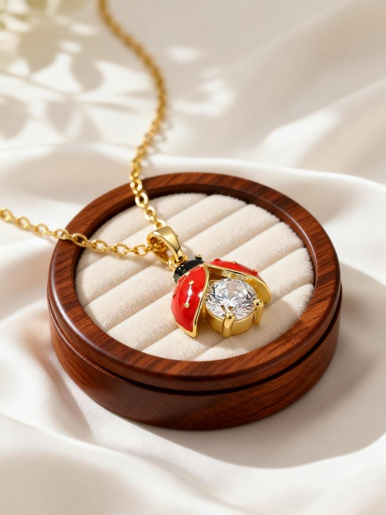 Cute Ladybug Pendant for Women Girls Red Beetle Zircon Necklaces Delicate Cubic Zirconia Sweet Animal Accessories Gifts