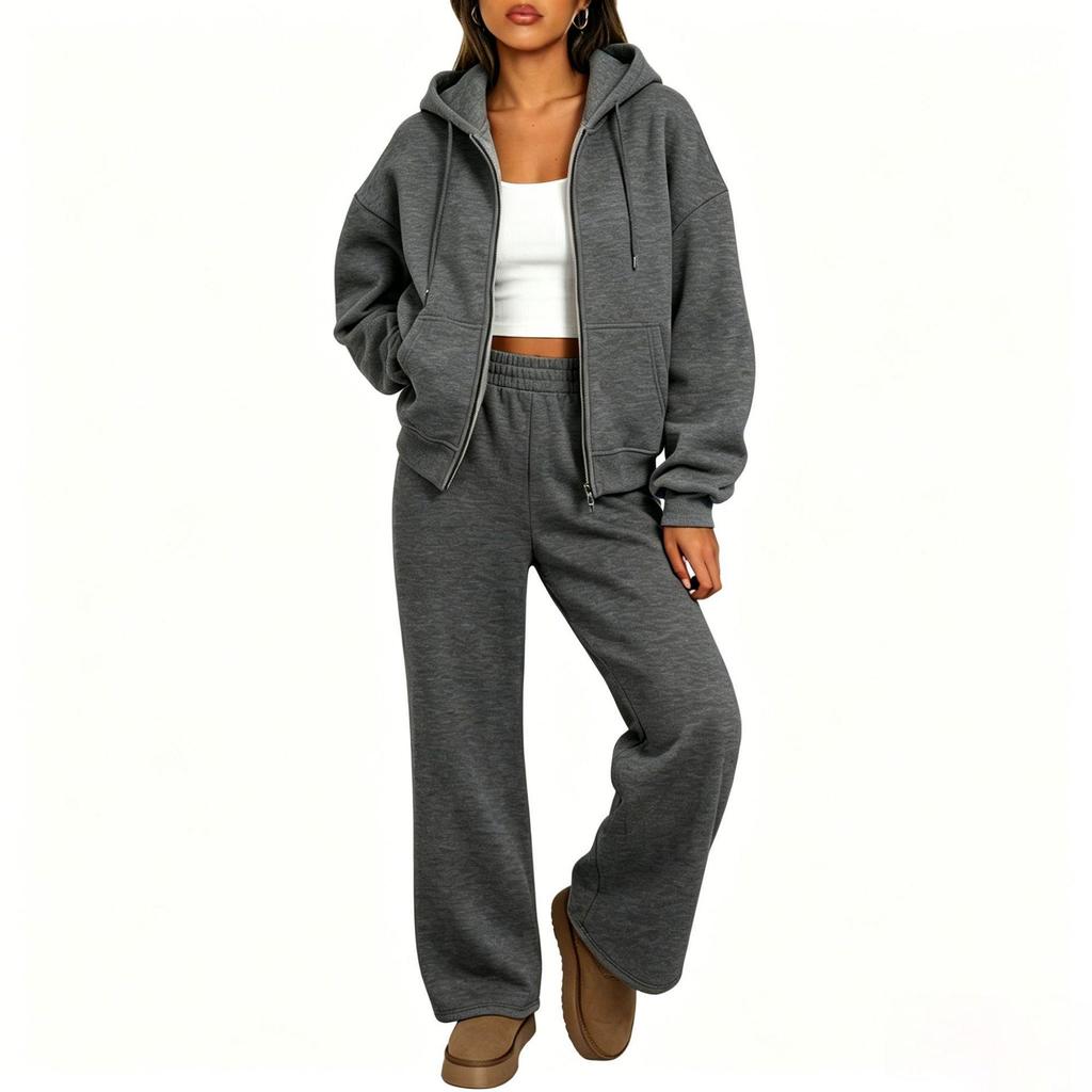 Felpa con Zip Stile Sportivo Unisex e Set Pantaloni a Gamba Larga - Collezione Autunno/Inverno