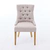 Dining Room Fabric Armchair with KD Legs and Decorative Rivets - Assemblable Upholstered Chair, Modern Design, 2-Piece Set
