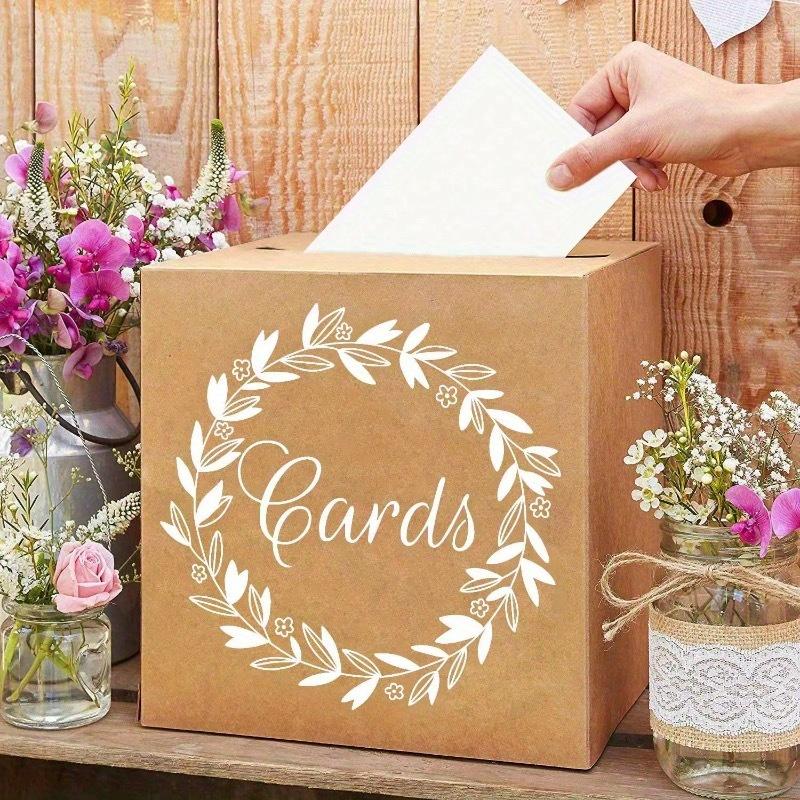 1PC White Card Box With Gold Foil Design, Wedding Favors Money Box Holder For Wedding Reception, Wedding Decor, Home Decor, Room Decor Birthday