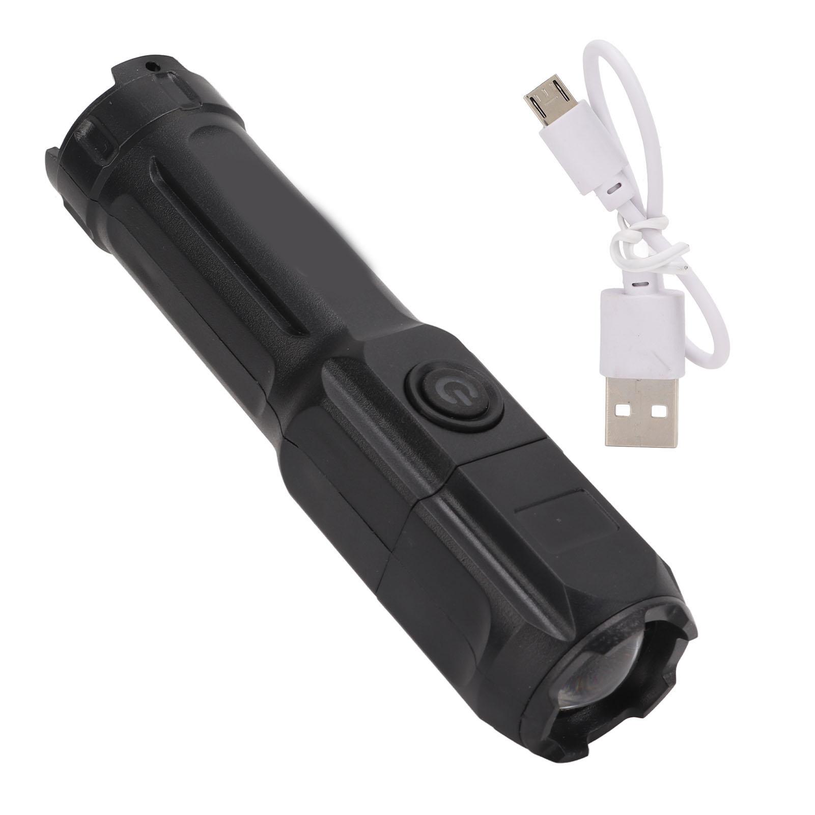 

T6 ABS Strong Light Zoom Flashlight USB Rechargeable Outdoor Mini Multi Function Torch