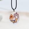 Oval Shape Glass Necklace Pendants With Dried Flowers Design Jewelry Making Supply Clear