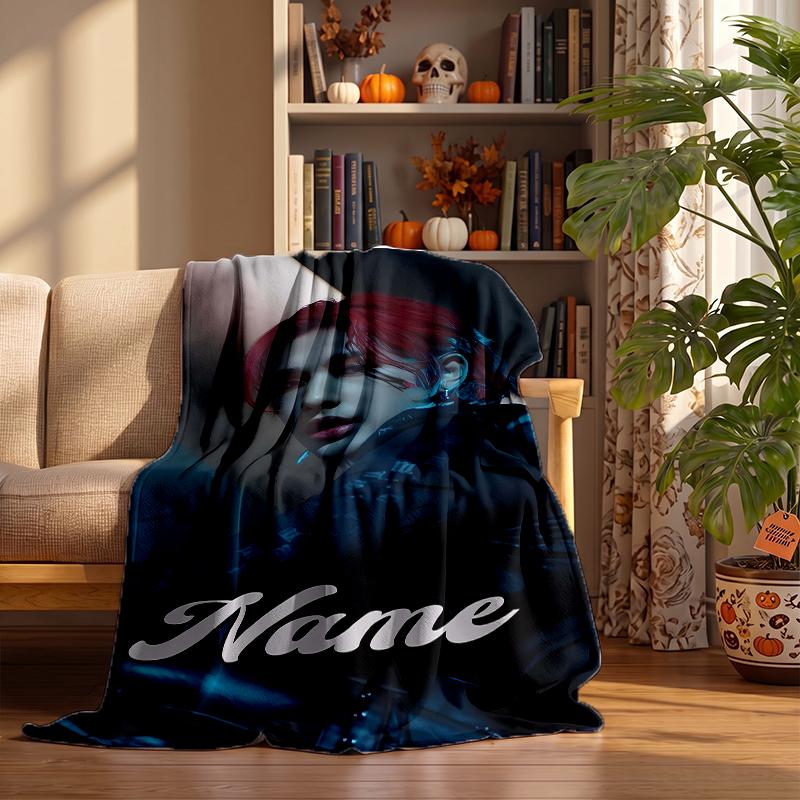 Hyunjin Custom Flannel Blankets Soft Warm Cozy Throws for Home Decor Holiday Gifts