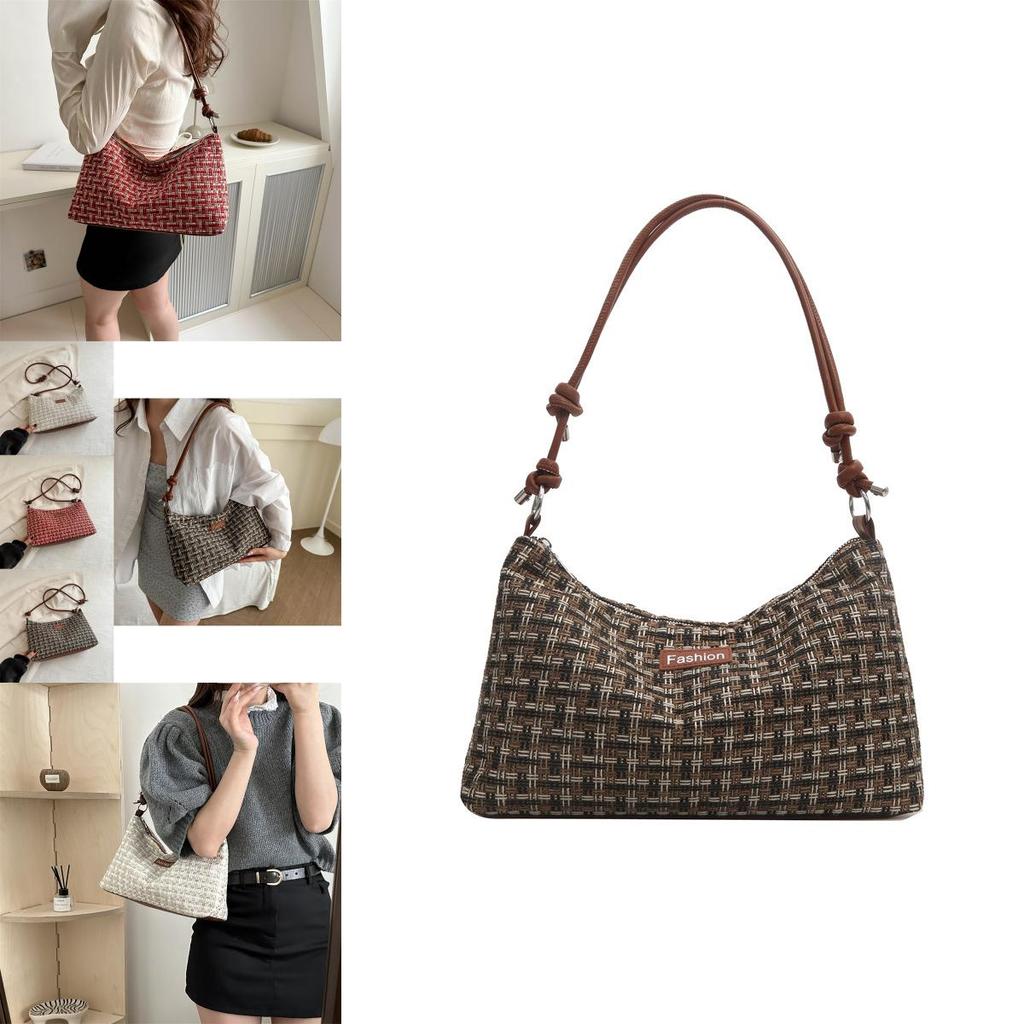 Stylish Retro Plaid Large Capacity Tote Bag For Women 2024 New Korean Trend