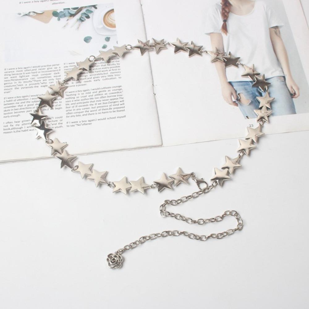 Adjustable Tassel Waist Chain Versatile Metal Star Waist Chain  Women Decorative Body Jewelry