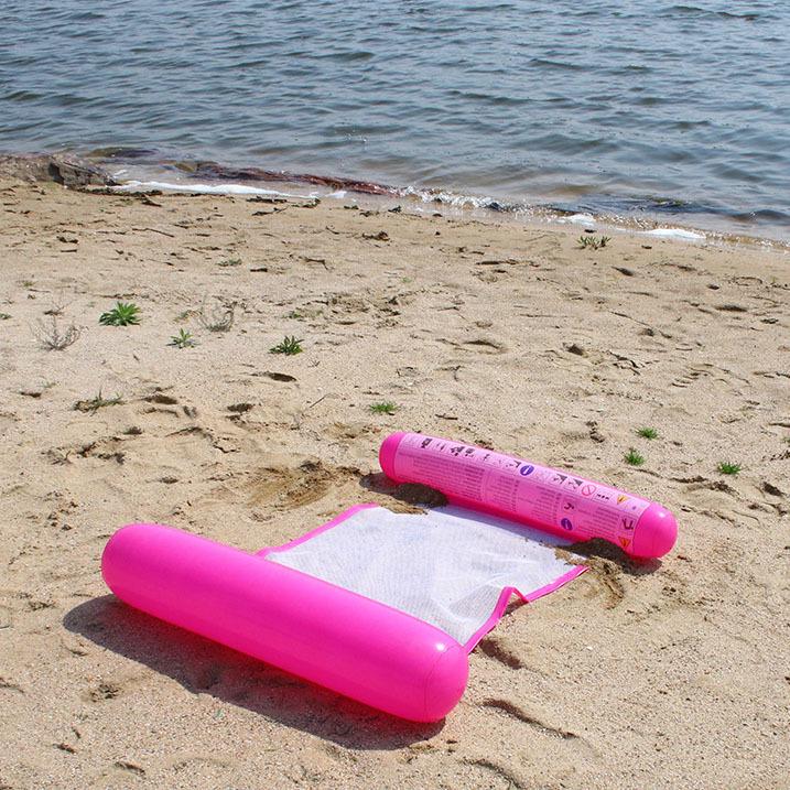 Foldable Striped Pool Hammock: New Style Inflatable Float & Mesh Recliner