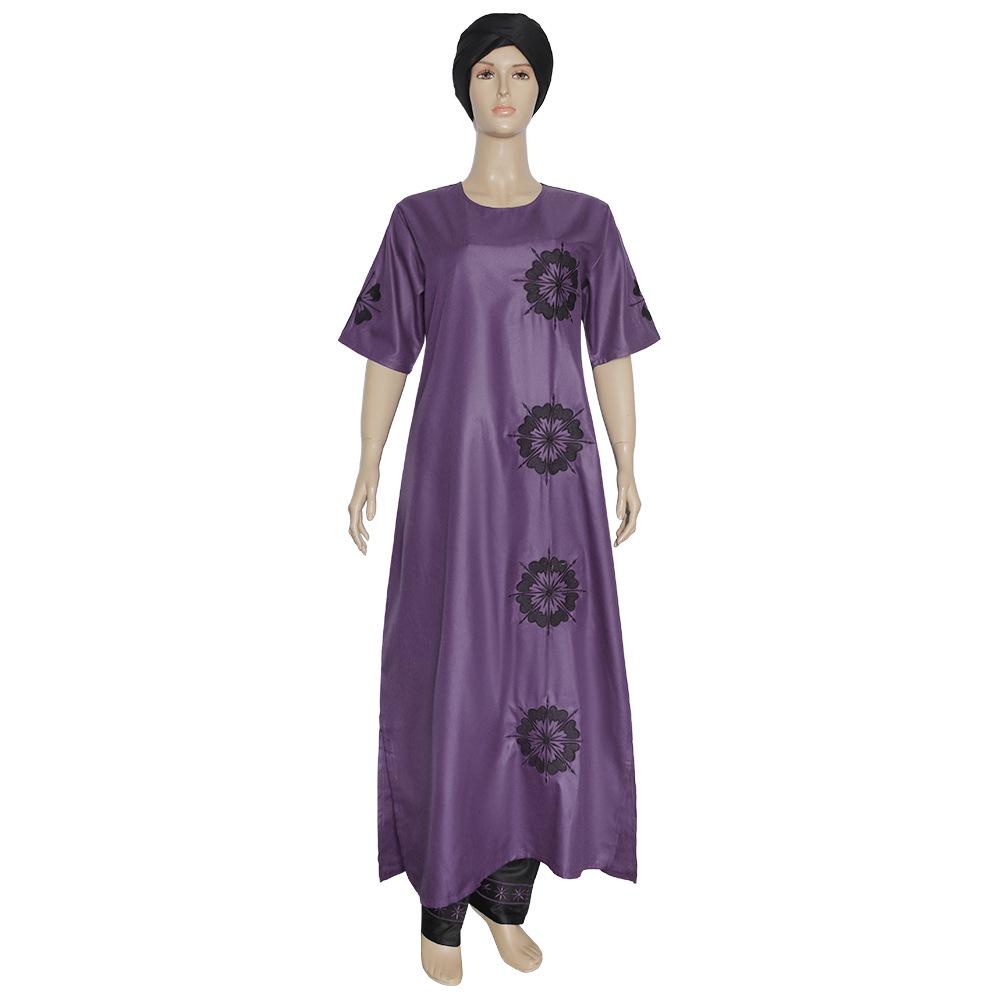 Dvoudílné šaty s krátkým rukávem z matné látky se šátkem na hlavu, nadměrná velikost, dlouhé šaty pro muslimské ženy