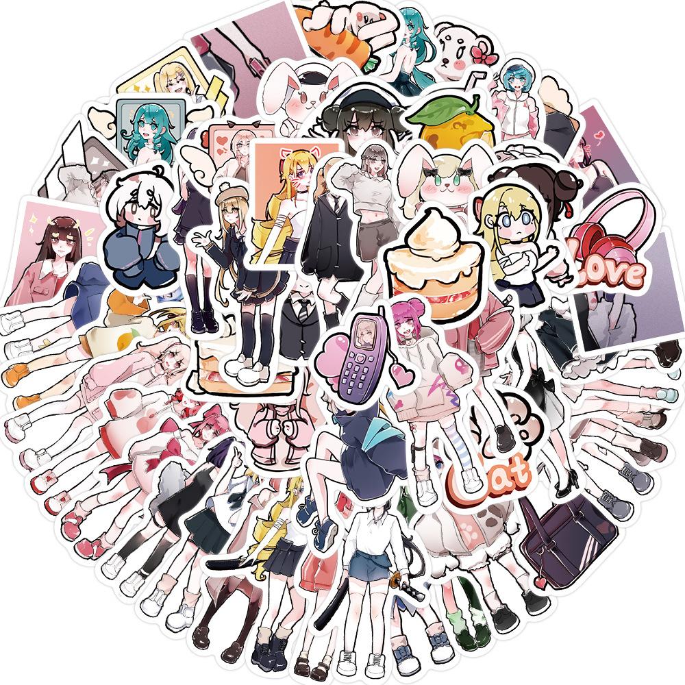 60 Cartoon Girl Graffiti Stickers Personalized Decorative Guitar Notebook Suitcase DIY Waterproof Stickers