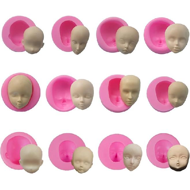 3D Doll Head Baby Face Silicone Cake Molds Model Handmade Soap Clay Plaster Mold Fondant Chocolate Gummy Biscuit Sugar Craft Mould DIY Cake