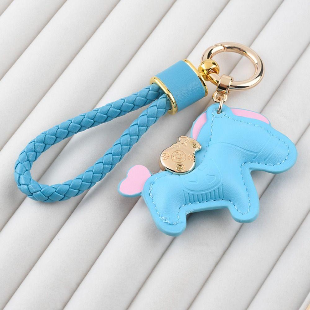 Candy Color Pony PU Keychain Cute Design Horse PU Pendants Zodiac Pony PU Doll  New Year Gift