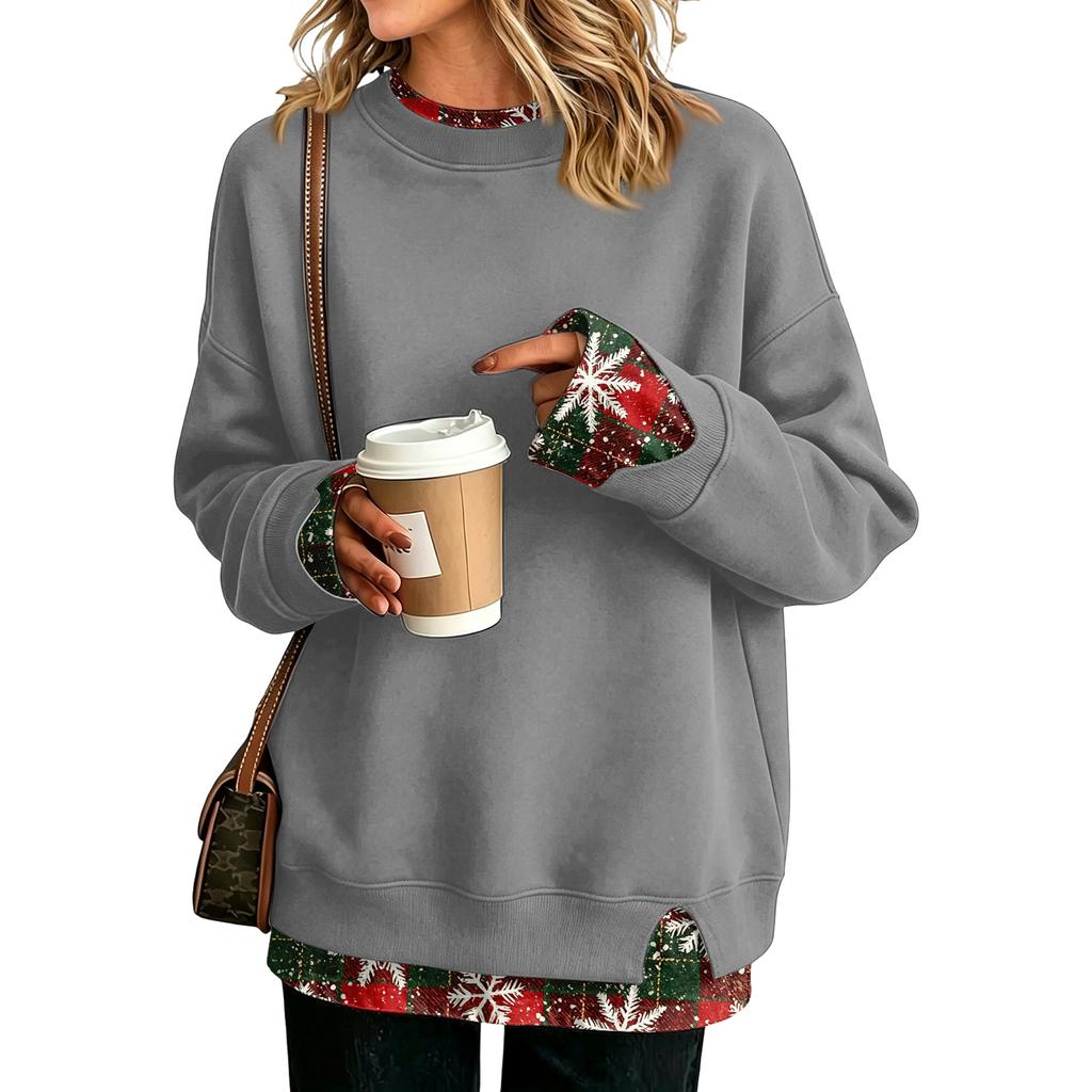 Women's Casual Printed Long Sleeve Sweatshirt with Design, Loose Fit Pullover Top